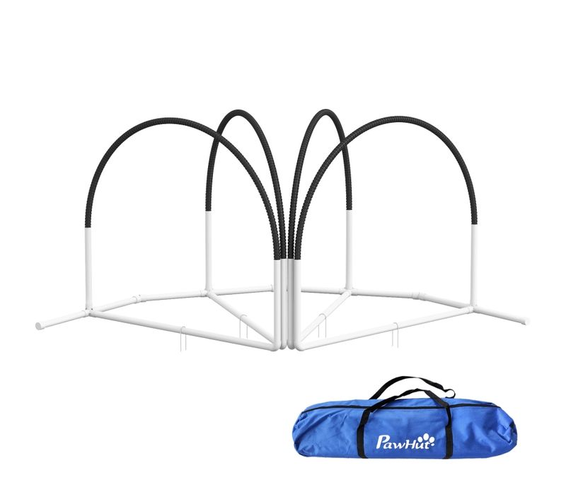 Set D'agility Pour Chien 89 X 69 X 99 Cm, 4 Pièces, Transport Facile, Plastique, Blanc Et Noir