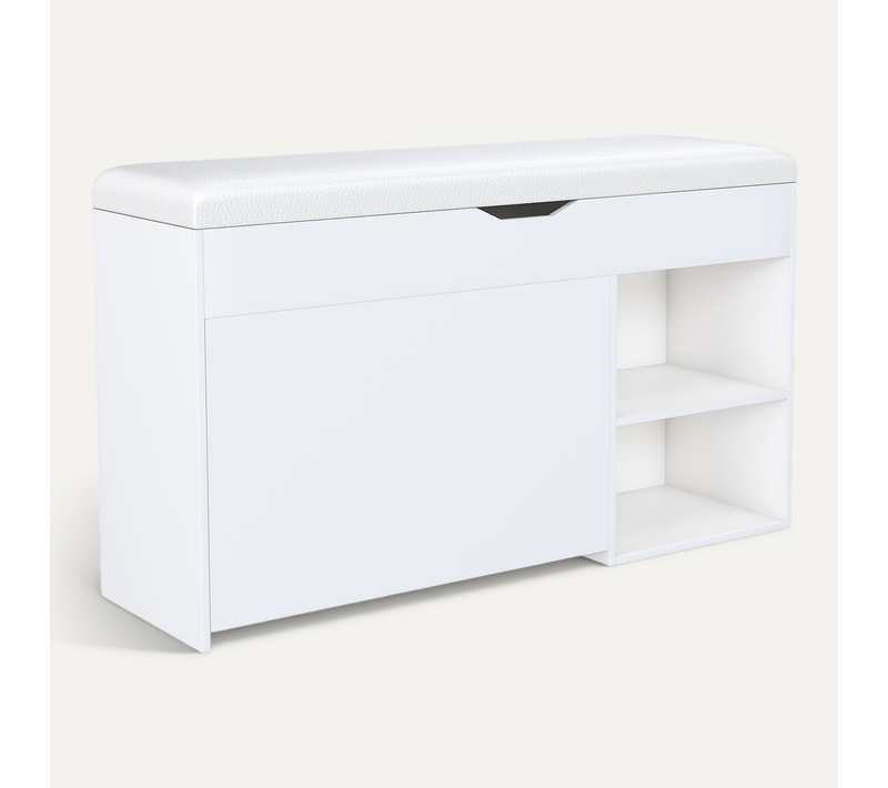Meuble à Chaussures 100x30x52 Cm, Rangement Rabattable Et étagère, Mdf, Couleur Blanc