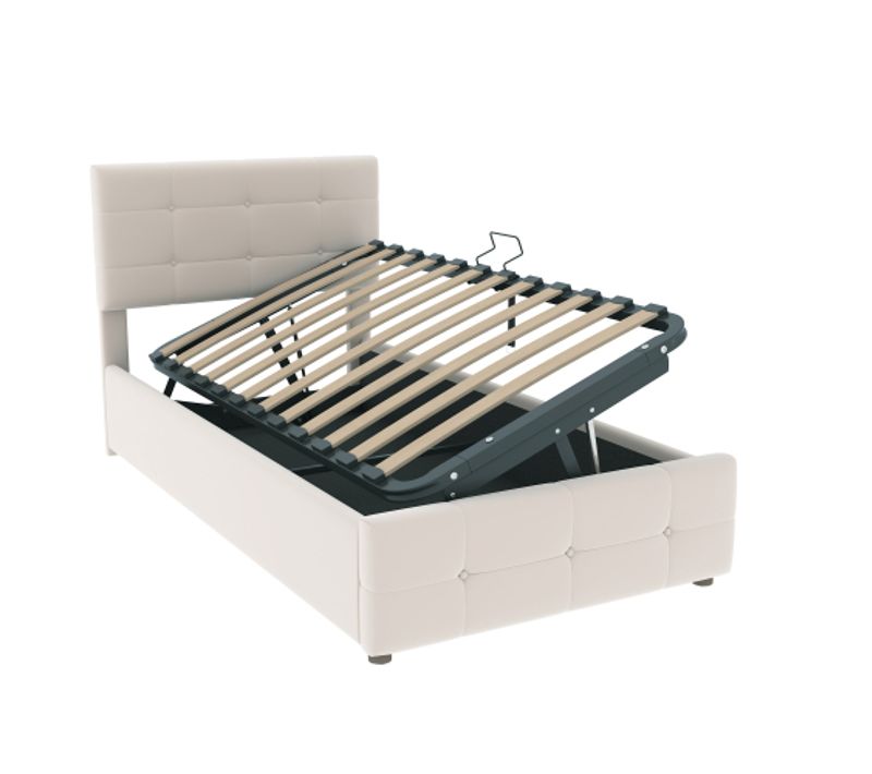 Lit Coffre Enfant 90x200 Cm Avec Tête De Lit Réglable Et Sommier à Lattes, En Velours Beige