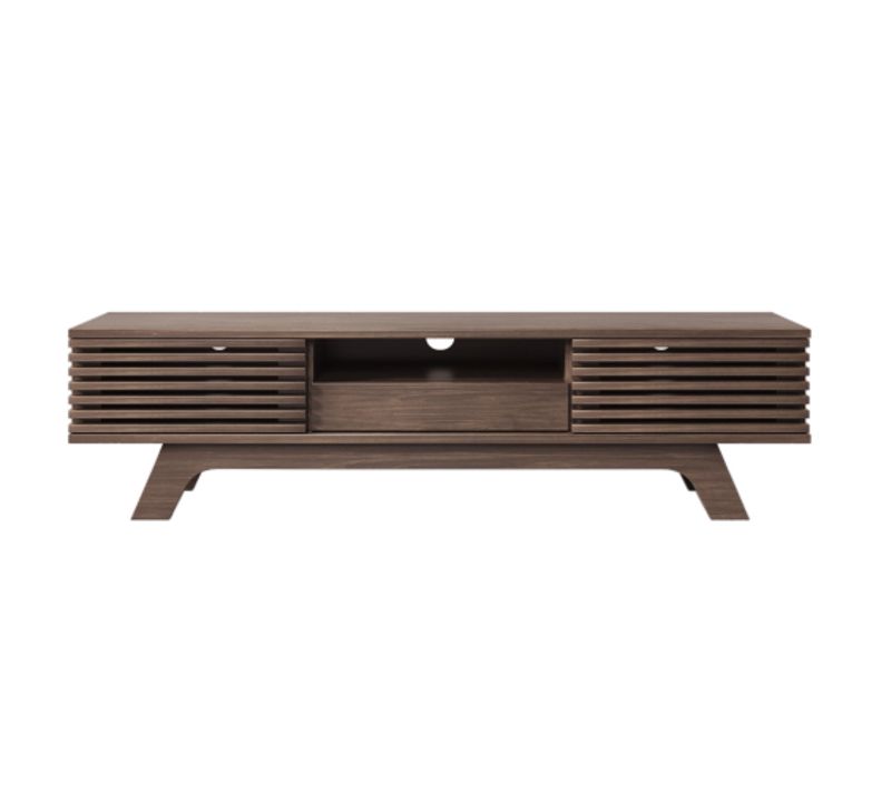 Meuble TV 150 Cm Avec 2 Portes, 1 Tiroir, Niche Ouverte, Couleur Bois