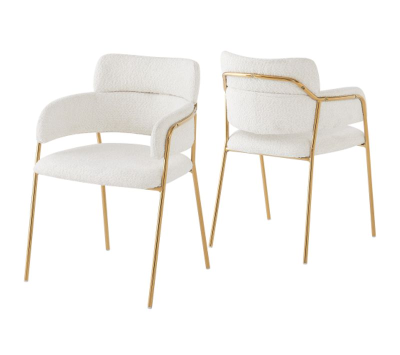 Lot De 2 Chaises De Salle à Manger, Design Moderne Rembourré, Pieds Dorés, Beige Et Doré