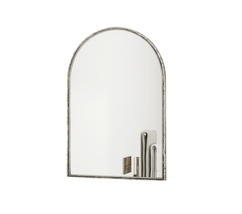 Miroir Mural Arche En Verre Trempé Et Cadre En Fer Finition Argentée