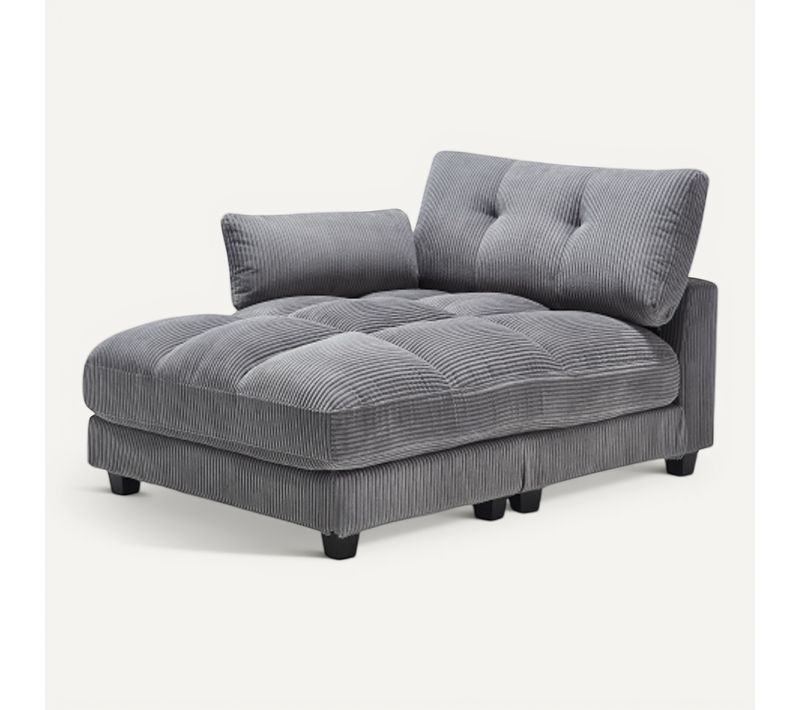 Fauteuil Lounge Relax 1 Place En Velours Côtelé Gris Avec Porte-gobelets Et Prise USB