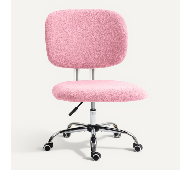 Chaise De Bureau, Chaise Dactylo Pivotante, Réglable En Hauteur, Sans Accoudoirs, Rose