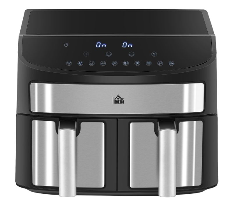 Friteuse à Air Chaud Double Chambre 8 L, 10 Programmes, 2400 W, Écran Tactile, Noir
