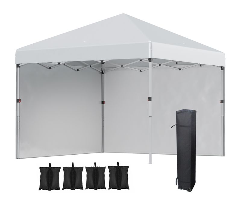 Tonnelle Pliante 3x3 M Avec 2 Parois, Sac De Transport, En Acier, Gris Clair