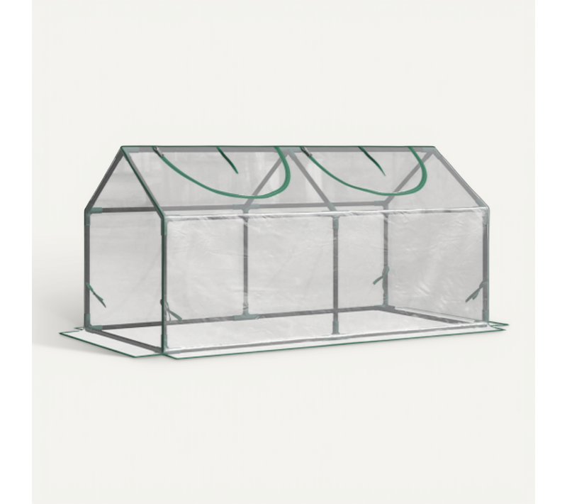 Mini Serre De Jardin à Film Pvc Transparent Avec Fenêtre Zippée 120x60x60 Cm, Structure Acier