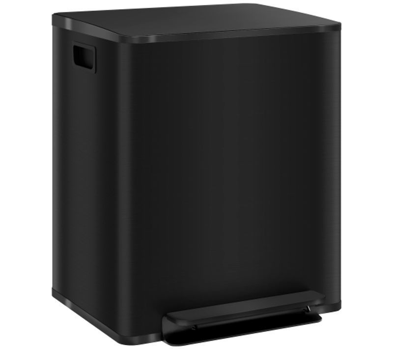 Poubelle De Tri à Pédale 2 X 25 L Avec Couvercle Soft-close, En Acier Inoxydable, Noir