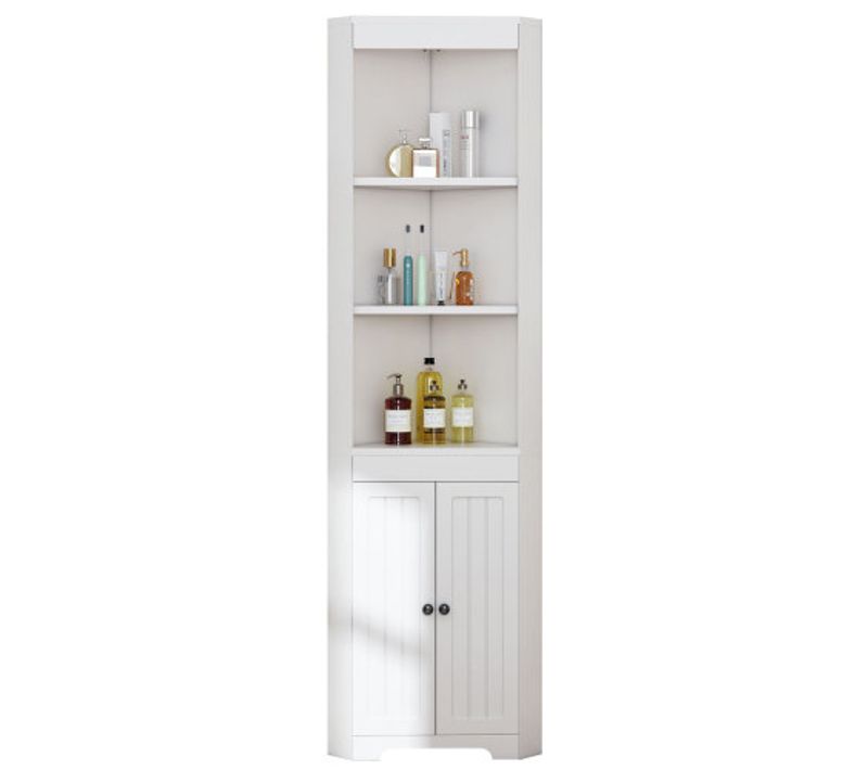 Colonne De Salle De Bain D'angle Blanc 49,5 X 35 X 170 Cm