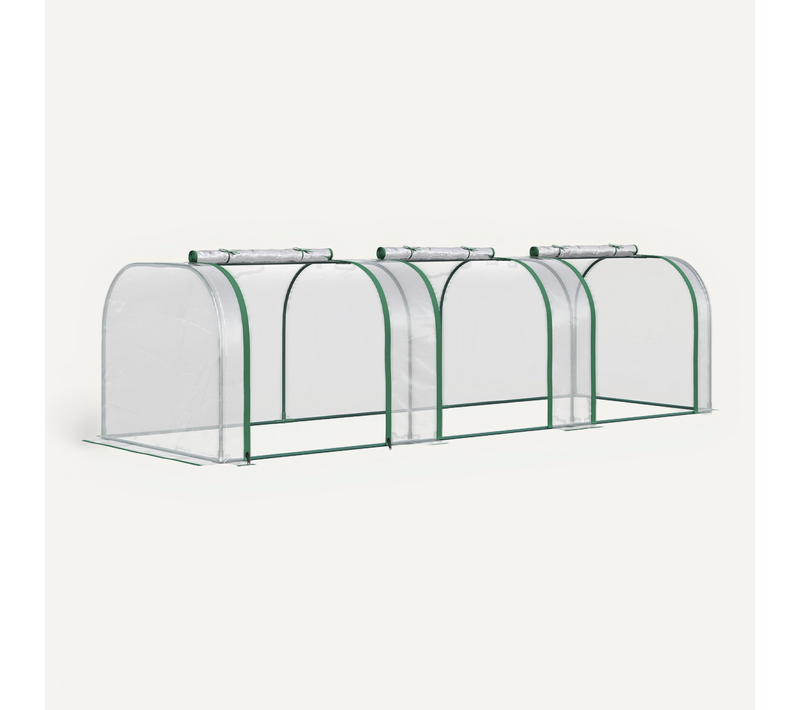 Mini Serre Tunnel De Jardin En Acier Avec Film Pvc Transparent 295x100x80 Cm