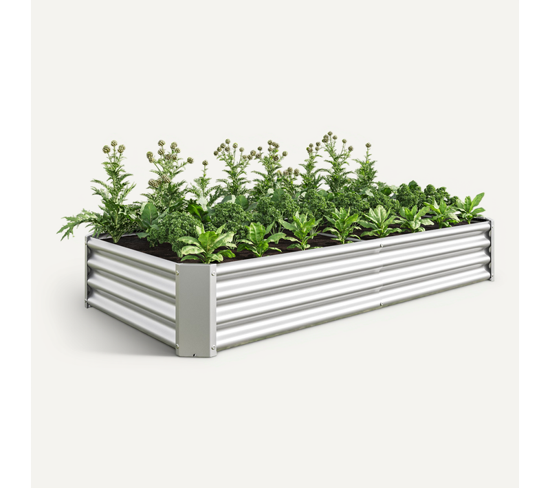 Carré Potager Surélevé En Métal Galvanisé 180x91x30 Cm, Coloris Argent