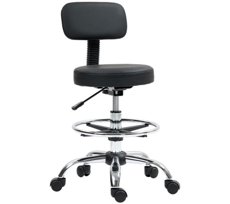 Chaise Dactylo Ergonomique Réglable, Avec Repose-pieds Et Assise Pivotante, Noir