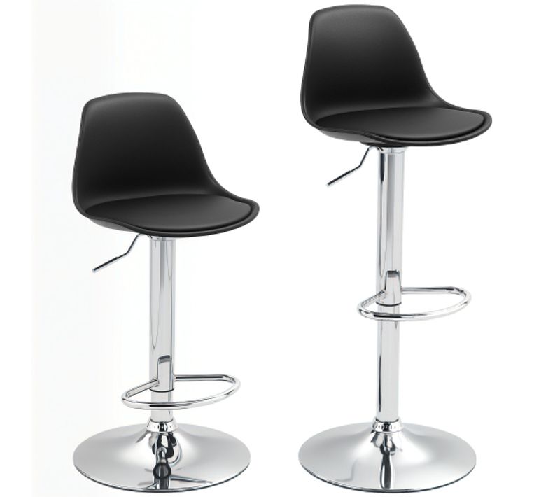 Lot De 2 Tabourets De Bar Réglables, En Simili, Pivotants à 360°, Noir