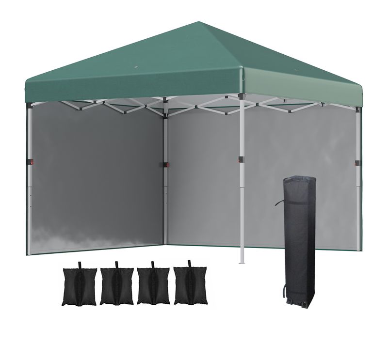 Pavillon Pliant Pop-up 3x3 M Vert, 2 Parois, Uv30+, Hauteur Réglable, Sac Inclus