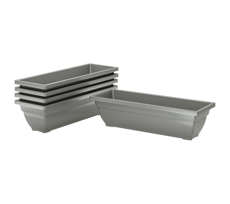 Lot De 5 Bacs à Plantes Empilables En Plastique Gris 59x21x16 Cm Intérieur/extérieur