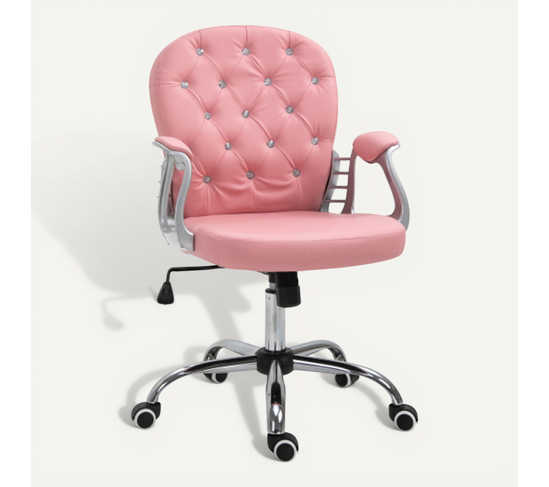 Chaise Dactylo Ergonomique En Simili, Réglable En Hauteur, Rose