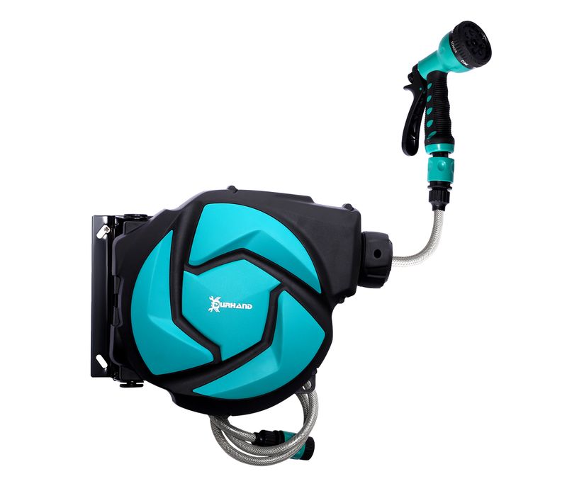 Dévidoir Mural De Tuyau 10 M Pivotant 180° Avec Multijets 7 Modes, Antigel, Vert/noir