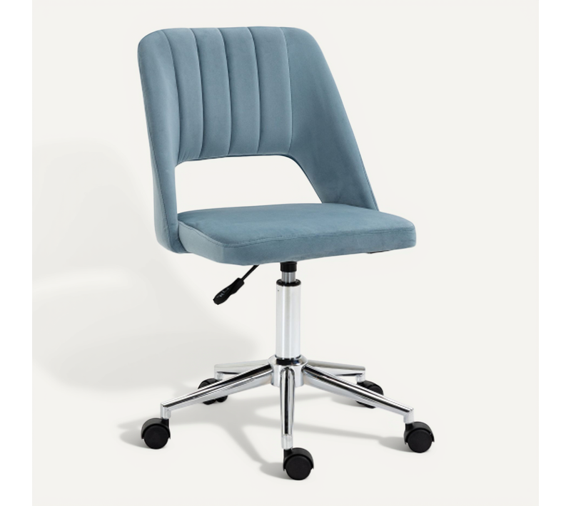 Chaise Dactylo Ergonomique En Polyester, Réglable En Hauteur, Pivotante, Bleu
