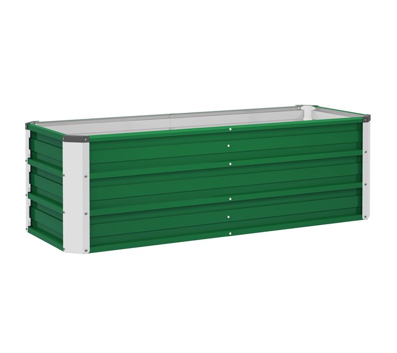 Carré Potager De Jardin En Acier Vert 125x47x40 Cm, Fond Ouvert