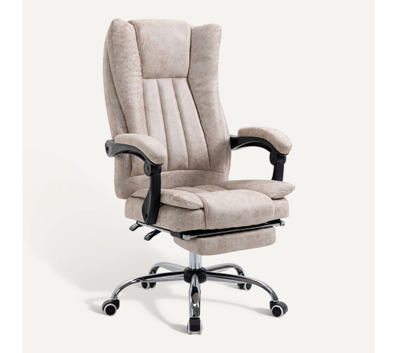 Chaise De Bureau Ergonomique Avec Repose-pieds, Réglable En Hauteur, Inclinable, Beige