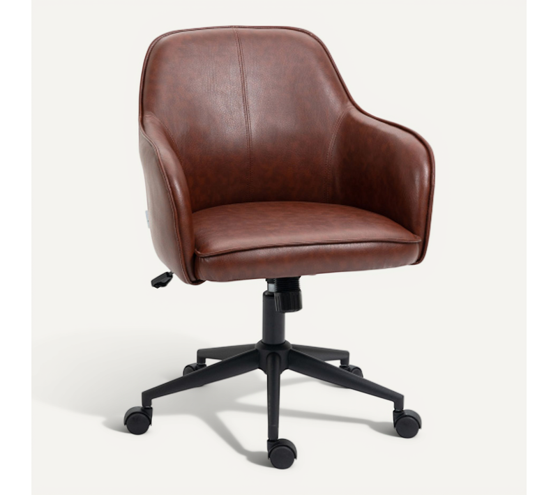 Chaise De Bureau Réglable En Hauteur, Fonction Bascule, Aspect Cuir, Marron