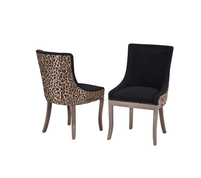 Lot De 2 Chaises De Salle à Manger, Dossier Haut Rembourré, Tissu Chenille, Piétement Bois