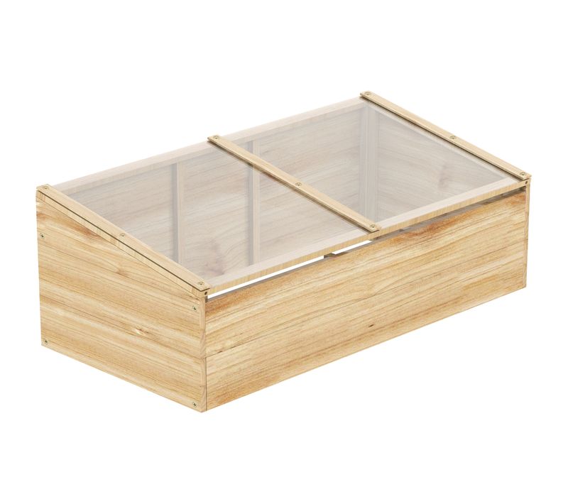 Mini Serre De Jardin En Bois Avec Plaque Polycarbonate 100x50x35 Cm Naturel