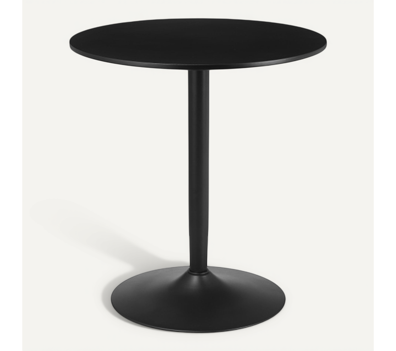Table De Cuisine Ronde 70 Cm, Piètement Acier, Noir