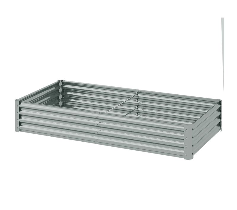 Carré Potager Surélevé En Acier Galvanisé 180x90x30 Cm Argent, Fond Ouvert