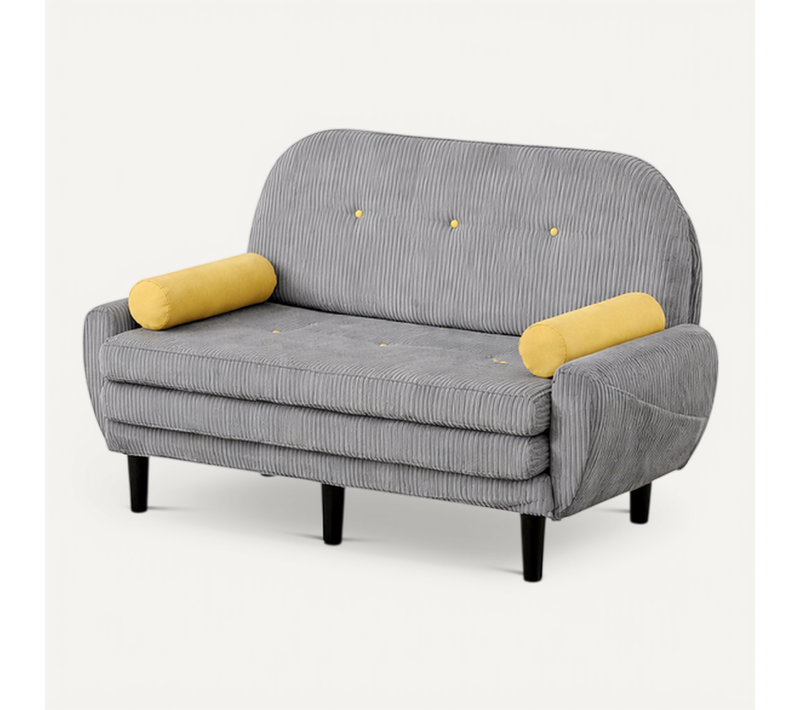 Canapé Convertible 2 Places, Dossier Réglable, Avec Coussins, Gris