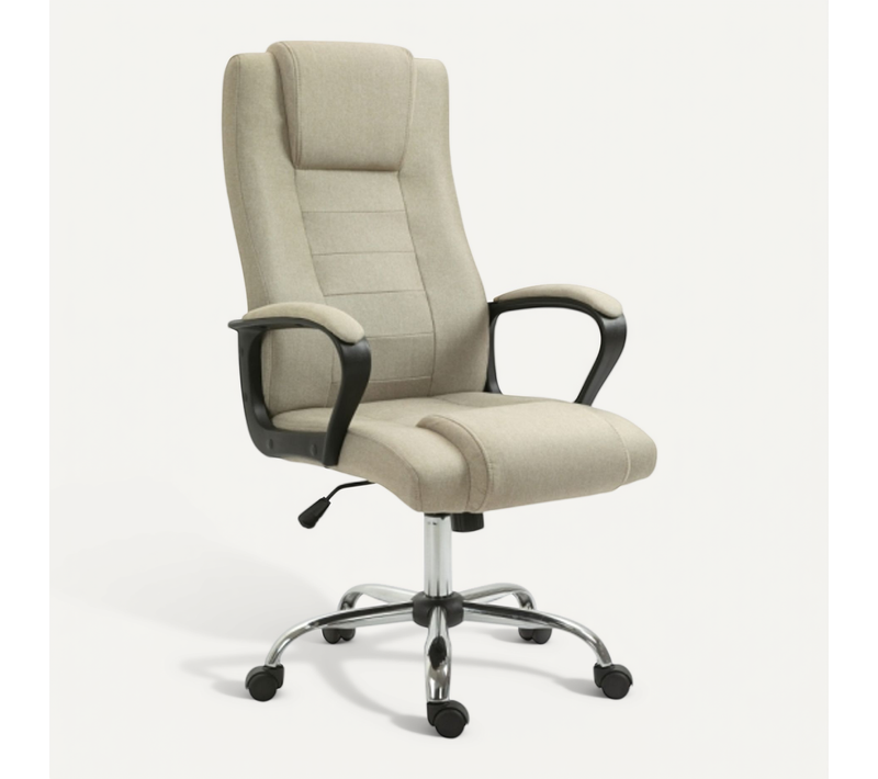 Chaise De Bureau Ergonomique En Polyester, Réglable En Hauteur, Fonction Bascule, Beige