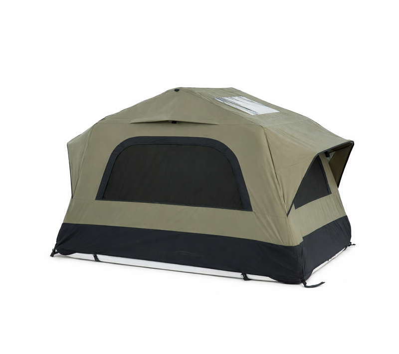 Tente De Toit Gonflable 1-3 Pers, Avec Pompe, Matelas 15 Cm Et Échelle - Noir/vert
