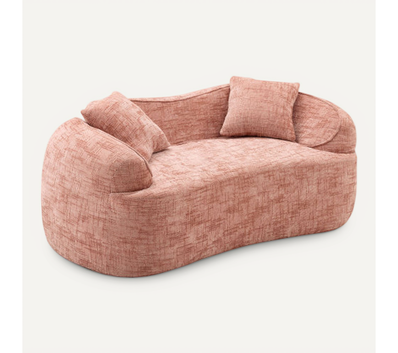 Canapé Compressé 2 Places Incurvé Avec Accoudoirs Et 2 Coussins - Rose