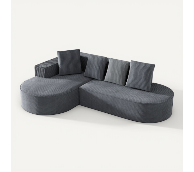 Canapé D'angle Convertible Modulable 4 Places Velours Côtelé Gris 265 X 165 Cm