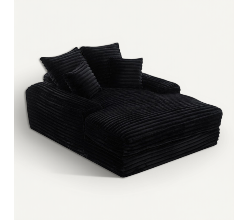 Fauteuil Compressé En Velours Côtelé 137 X 175 Cm - Noir