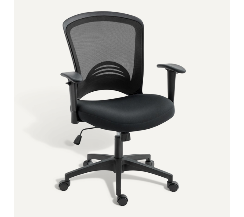 Chaise Dactylo Ergonomique, Dossier En Maille, Hauteur Réglable, Fonction Bascule, Noir