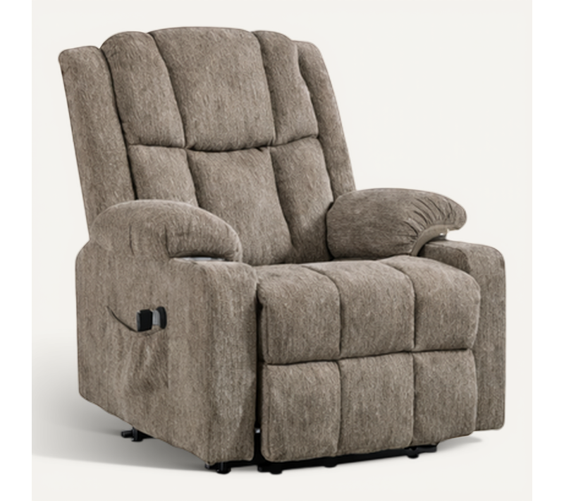 Fauteuils Releveurs Électriques En Velours, Structure Acier, Marron Clair