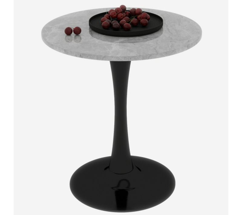 Bout de canapé Ronde En Marbre Artificiel Noir Et Gris