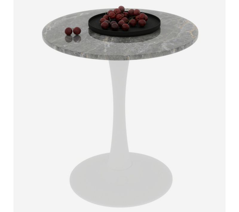 Bout de canapé Ronde En Marbre Artificiel Blanc Antique Et Gris