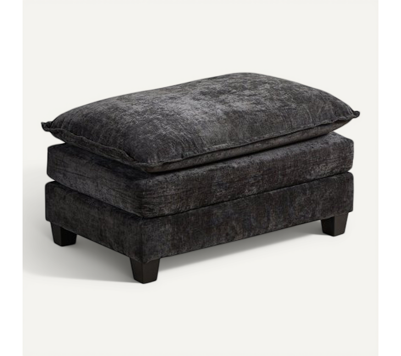 Pouf Modulaire De Canapé Noir En Chenille, Assise Confortable Pour Salon Et Chambre