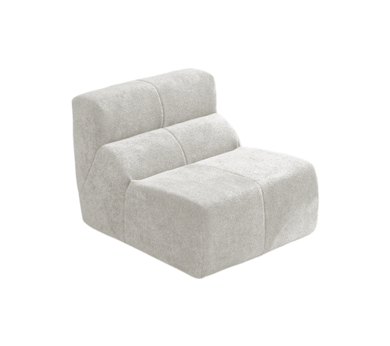 Fauteuil fixe 1 Place En Velours, Dossier Fixe, Mousse Haute Densité, Blanc
