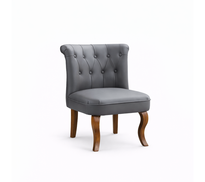 Chaise De Salle à Manger En Cuir, Piètement Bois Massif, Gris