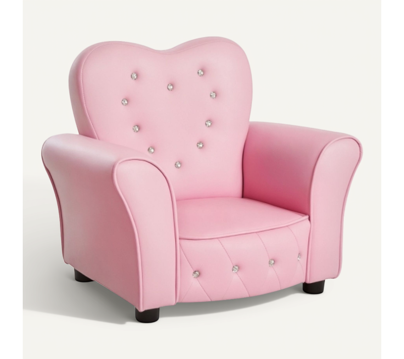 Fauteuil Pour Enfant En Pvc, Pieds En Bois Massif, 59 X 41,5 X 49 Cm, Rose