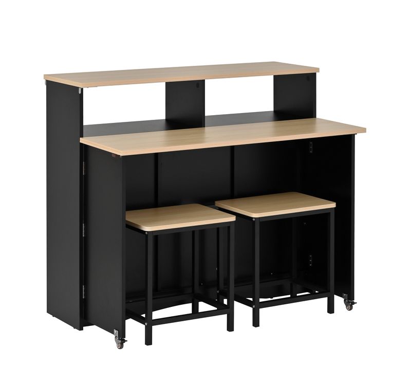 Ensemble Table Et Chaises, Table à Roulettes Avec Chaises, En Mdf, Noir