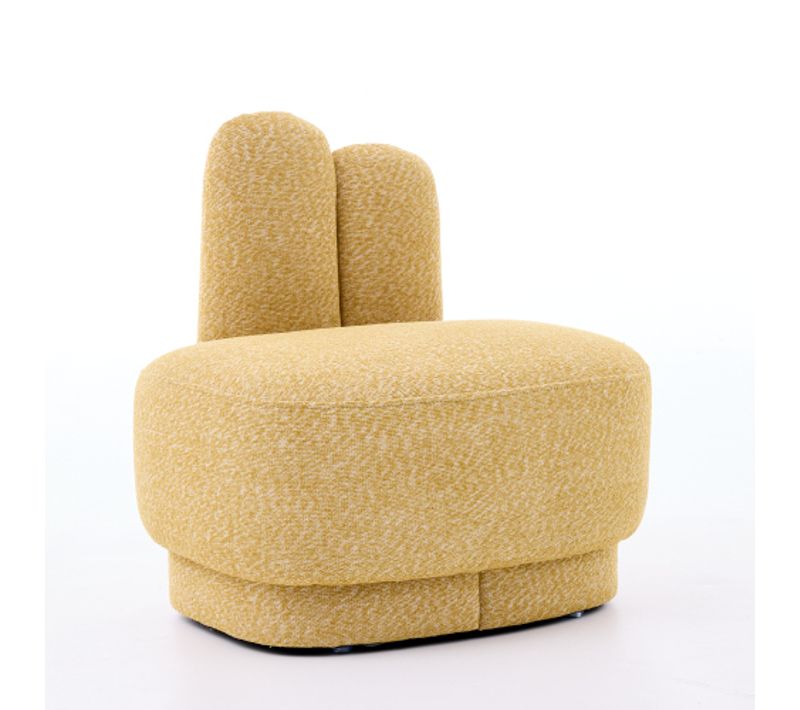 Pouf En Forme De Lapin, Tissu Doux, Assise Rembourrée, Jaune