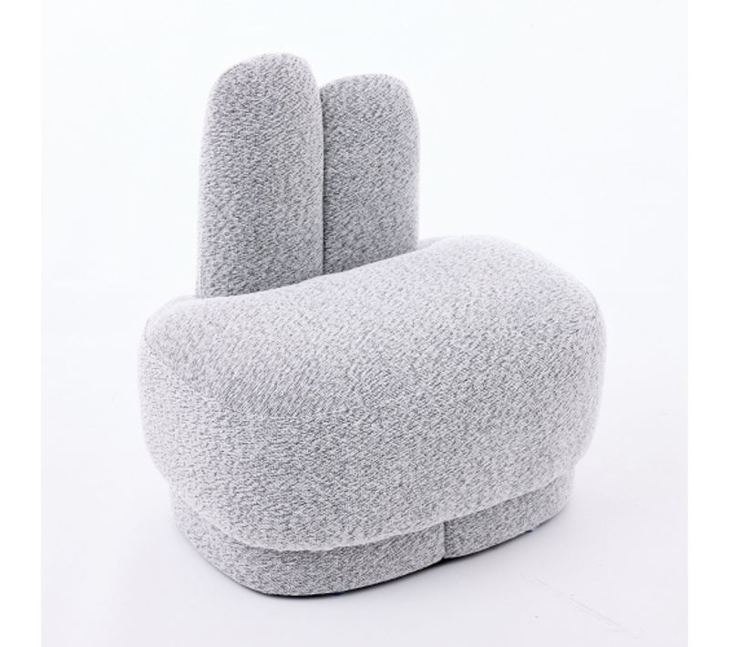 Pouf En Forme De Lapin, Revêtement Tissu, Gris-blanc