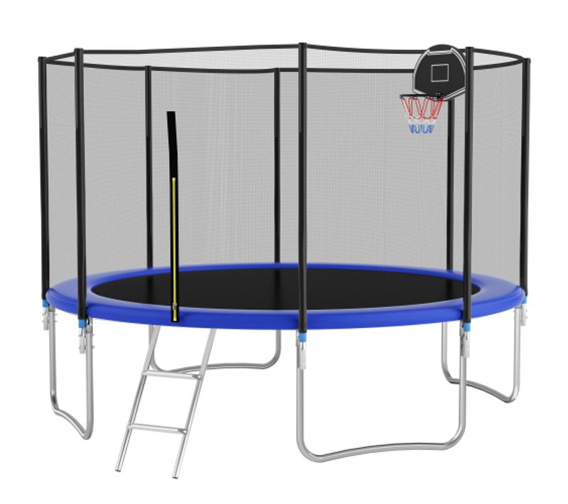 Trampoline De Jardin 305 Cm Bleu En Acier Avec Filet De Sécurité