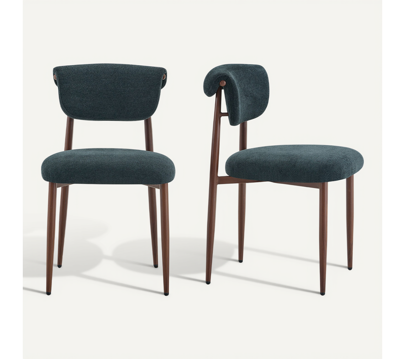 Lot De 2 Chaises De Salle à Manger, Dossier Incurvé, Assise Rembourrée, Noir