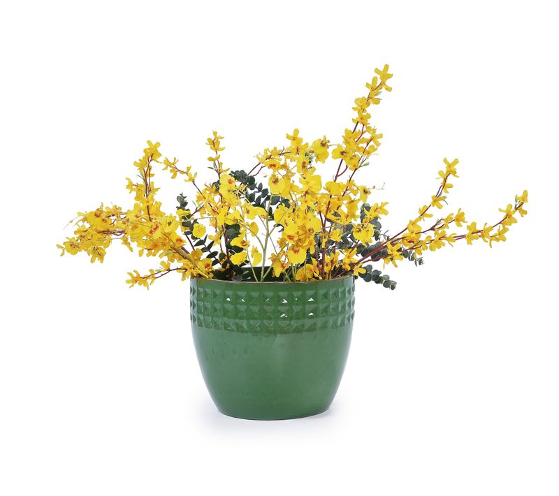 Pot De Fleurs En Céramique Vert Antique Brillant Avec Trou De Drainage, Pour Intérieur/extérieur