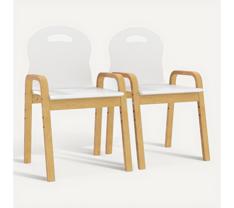 Lot De 2 Chaises Enfant Réglables En Hauteur, Empilables, En Bois, Blanc
